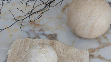 Orbit Table Sculpture Large - Beige Travertine