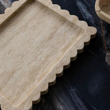 Palazzo Large Scalloped Tray - Beige Travertine