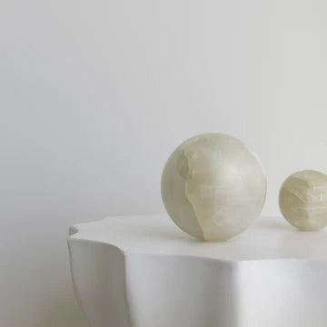 Orbit Table Sculpture Large - White Onyx