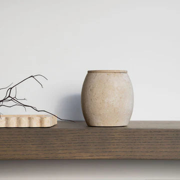 Collector Cannister - Beige Travertine