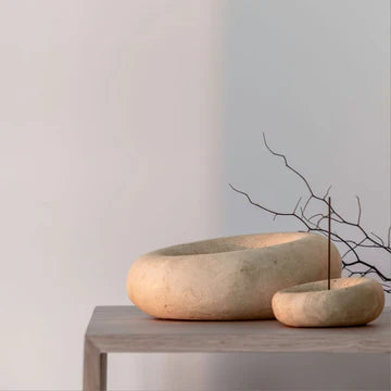Eclipse Large Sculpted Bowl - Beige Travertine