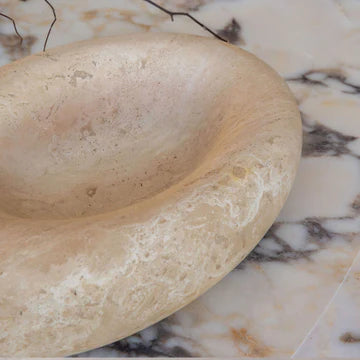 Eclipse Large Sculpted Bowl - Beige Travertine